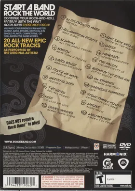 Rock Band - Track Pack Volume 1 box cover back
